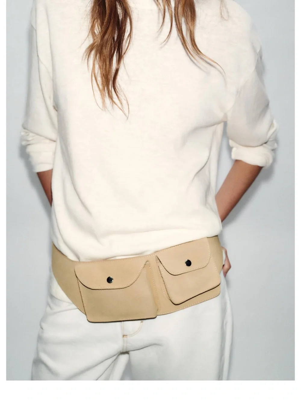 ZARA 100% LEATHER WAIST BELT WITH POCKETS NWT US 34 NWT